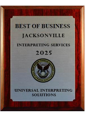 Best of Business Jacksonville – Interpreting Services 2025 Plaque